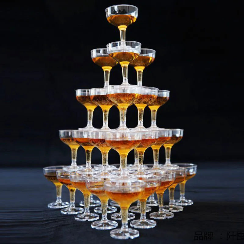 Wedding Champagne Tower Cup Goblet Celebration Opening Bar Wine Glasses Accessories Thickened Acrylic Plastic 22/35pcs