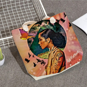 African Girl Painting Handbags Groceries Tote Bag Casual Foldable Eco Reusable Shopping Bag Women Shoulder Bags Travel Beach Bag