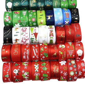 25mm Christmas Ribbons Printed Grosgrain Ribbons for Gift Wrapping Wedding Decoration Hair Bows DIY