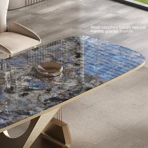 Luxury Kitchen Tables Six Chair Blue Design Table Frame Granite Marble Panel Countertop Balcony Mesas De Comedor Hotel Furniture