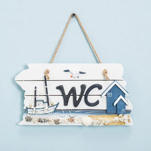 Welcome Wooden Beach Bar Sign Wall Hanging Coastal Wood Fish Ornament Bathroom WC Plaque Decoration for Home Office