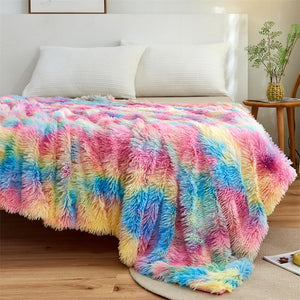 Gradient Faux Fur Throw Blanket Sage Green Fuzzy Fluffy And Shaggy Faux Fur Soft And Thick Throw Blankets for Couch, Sofa