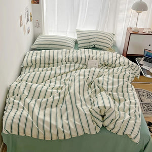 Colorful Striped Printing Duvet Cover And Sheet  3/4 pcs Bedding Set Adult Single Double Queen Sheet Set 200x230cm