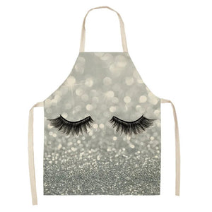 Colorful Eyelash Printed Kitchen Apron Cartoon Parent-child Sleeveless Cotton Linen Aprons for Women Cleaning Tools Apron Mandil