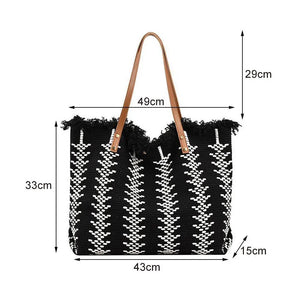 Luxury Design Woven Tote Bag Casual Large Capacity Handbag Tassel Fashion Beach Holiday Women Shoulder Bag Female Shopping Purse