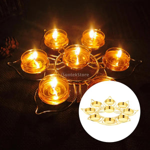 Classic Gold Alloy Lotus Flower Buddha Lamp Holder Candle Holders Decor Gift Lotus Ghee Lamp Holder Golden Cup Candle Holders