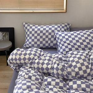 Blue Plaid Nordic Duvet Cover 220x240 Pillowcase Bed Sheet 3pcs/4pcs Bedding Sets Checkerboard Bedclothes 200x230 Quilt