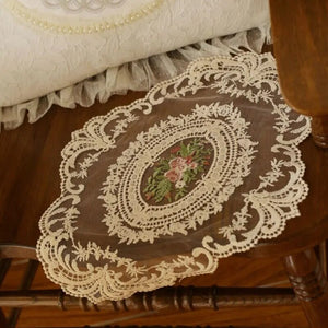 1PC Dinning Table Cover Embroidered Table Cloth Elegant Round Lace Tablecloth Coffee Coasters Napkin Party Wedding Decoration