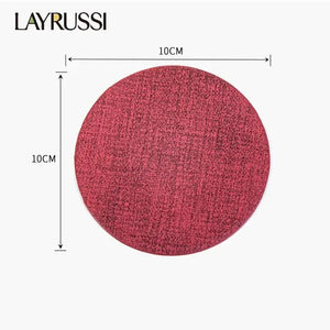 LAYRUSSI Household Table Placemat Baking Gourmet Background Circular Dining Mats PU Leather Coaster Insulated Western Placemat