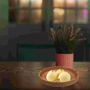 Rattan Storage Basket Desktop Fruit Plate Household Serving Tray Multi-function Elegant Coffee Mawain for luxury presentation