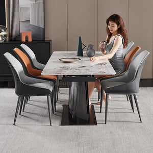 Garden Italian Minimalist Rock Plate Dining Table Modern Simple Luxury Household Dining Tables And Chairs Combination Furniture