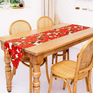 Holiday Dining Table Linen 13x72 Inches Tablecloth Christmas Snowflake Table Cover High-Definition Printing Easy Care Fabric