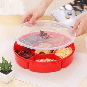 Tray Serving Snack Fruit Divided Plate Box Appetizer Lid Candy Platter Compartment Storage Food Nut Dried Snacks Plastic Dish