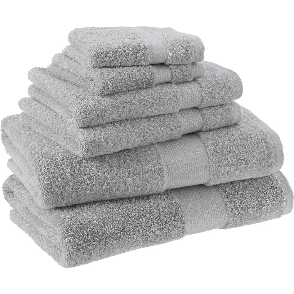 Bath Towels 100% Organic Cotton Plush Bath Towels - 6-Piece Set Light Gray Free Shipping Towel For Home the Body Bathrobe Garden