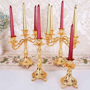 PEANDIM Luxury Candle Holders Metal Wedding Candlestick Party Home Decorations Gold Candelabra Centerpieces Engagement Gifts