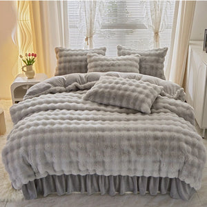 Plush Fluffy Duvet Cover Bed Sheet Pillowcase Luxury Ultra Sofa Shaggy Crystal Velvet Bedding Comforter Quilt Cover Set 4 Pieces