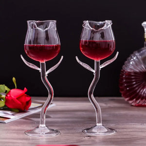 Cocktail Glass Creative Shaped Glass Goblet 3D Rose Valentine Party Sparkling Wine Glasses Novelty Bar Drinkware Ideal Gifts