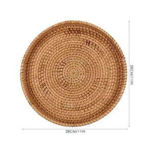 Rattan Storage Basket Multi-function Serving Tray Fruit Accessory Gathering Coffee Wear-resistant Dessert Elegant Round Table