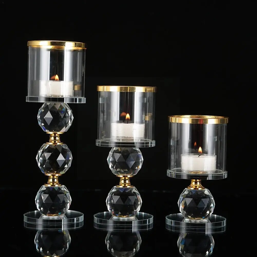 1 set Crystal Candle Stick Holders Stand Coffee Table Living and Dining Room Candlestick Table Centerpieces for Candles J3N2