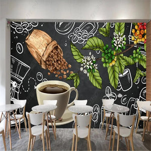 Dining Gourmet Coffee Shop Blackboard Restaurant Hotel Wallpapers Industrial Decor Tooling Mural Wallpaper Background Wall Paper