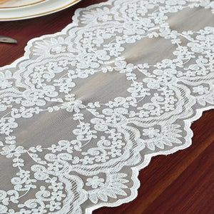 Table Runner White Lace Europe Embroidered Table Flag Jacquard Table Cloth Coffee Tv Cabinet Long Tablecloth Wedding Decoration