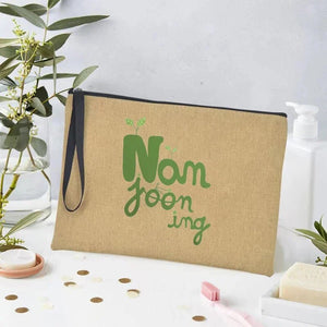 Namjooning Harajuku Female Linen Makeup Case Make Up Pouch Kpop Monogram Bags Organizer Fashion Storage Bag Best Gift for Friend