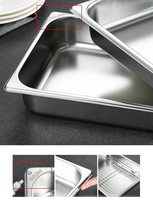 Multi design rust resistence stainless steel rectangle buffet table top steam food warmer display for catering