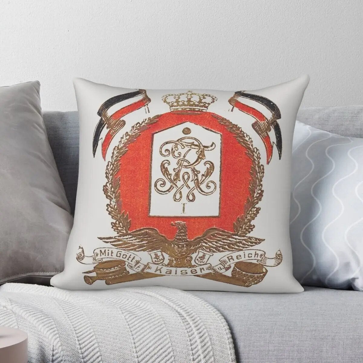 Kaiser Wilhelm I Monogram 1871 Square Pillowcase Polyester Linen Velvet Pattern Zip Decor Pillow Case Car Cushion Cover