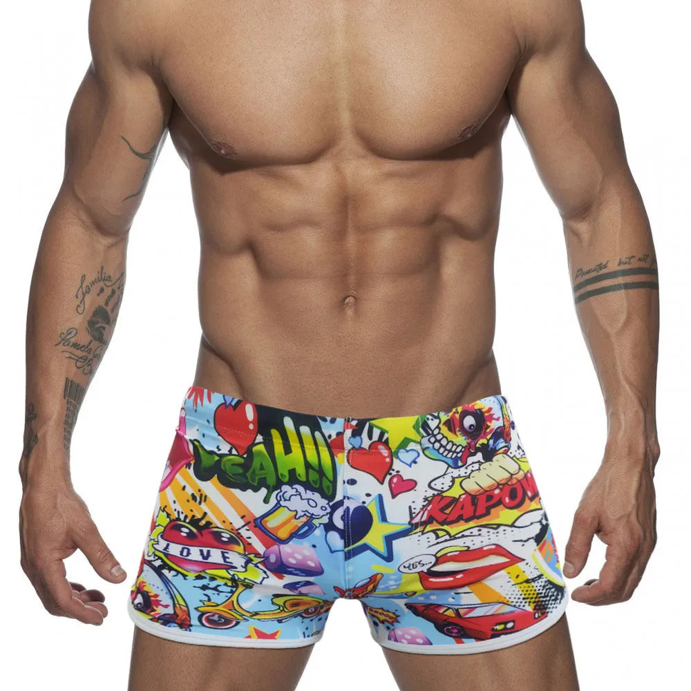 Brand Mens Bathing Suit Solid Summer Padded Push-up Swim wear men Briefs Carton Swimsuit Male Sport Beach Surfing Swimwear