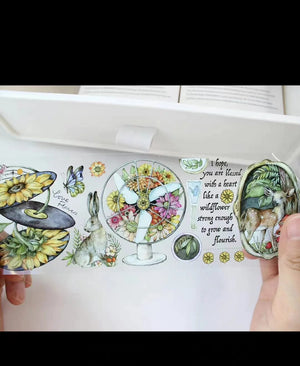 Lovely Book Floral Music Animal Party Washi PET Tape Planner DIY Card Making Scrapbooking Plan Decorative Sticker