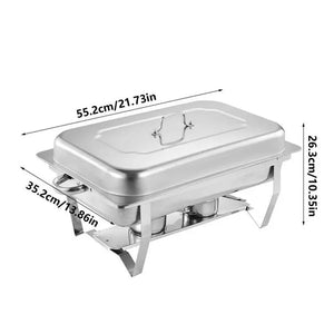 4 Pack Buffet Warmers Square Stainless Steel Food Heating Stove Dining Stove High-foot Chafing Dish Stove grilled fish plate