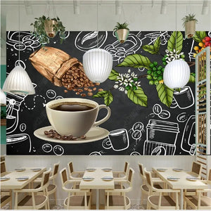 Dining Gourmet Coffee Shop Blackboard Restaurant Hotel Wallpapers Industrial Decor Tooling Mural Wallpaper Background Wall Paper