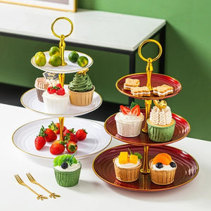 Cupcake Stand Serving Tray 3-tier Elegant Dessert Cake Stand Pastry Serving Stand for Home Tea-Party Fruit Stand Holder