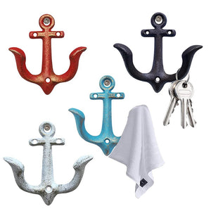 Cast iron nautical anchor wall hook coat hook rack Coastal theme bathroom decorative hooks Swimming pool towel rack Key holder