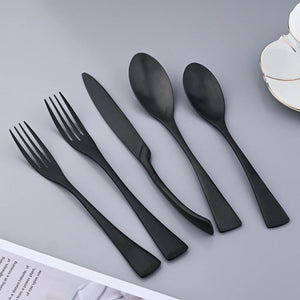 Black Matte 304 Stainless Steel Cutlery Set Mixed Color Knife Set Fork Spoon Cutlery Home Cooking Utensils