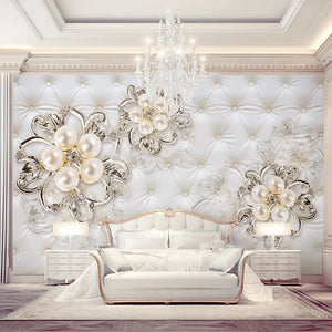 3D Fantasy European Style Soft Pack Stereo Relief Pearl Flowers TV Backdrop Wall Mural Hotel Living Room Luxury Photo Wallpaper