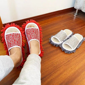 Floor Dust Cleaning Slippers Lazy Clean Floor Slippers Removable Washable Chenille Linen Household Floor Slippers Mopping Shoes