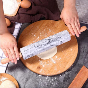 Rolling Stick Wholesale Gourmet Marble with Wooden Stand Rolling Pin & Pastry Boards Kitchen Baking Tool Dining Room Sets