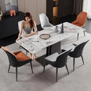 Garden Italian Minimalist Rock Plate Dining Table Modern Simple Luxury Household Dining Tables And Chairs Combination Furniture