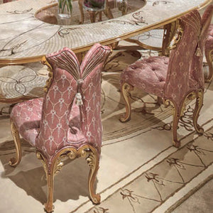 European Luxury Solid Wood Carved Large-sized Dining Tables And Chairs Combined With Shell Parquet Oval Dining Table Furniture