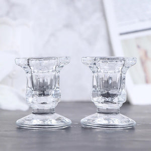 1/2Pcs Crystal Glass Candle Holder Stand Wedding Candleholder Candlestick Candle Base Candelabra Dining Home Decor Candle Accs