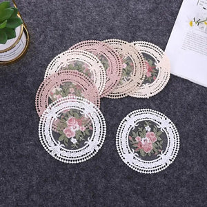 1Pc Dinning Lace Table Cover Embroidered Table Cloth Elegant Round Tablecloth Coffee Coasters Napkin Party Wedding Decoration