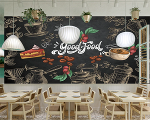 beibehang Custom modern minimalist dining gourmet coffee shop blackboard hotel tooling background wallpaper papier peint