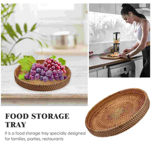 Rattan Storage Basket Desktop Fruit Plate Household Serving Tray Multi-function Elegant Coffee Mawain for luxury presentation