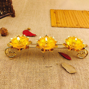 Classic Gold Alloy Lotus Flower Buddha Lamp Holder Candle Holders Decor Gift Lotus Ghee Lamp Holder Golden Cup Candle Holders