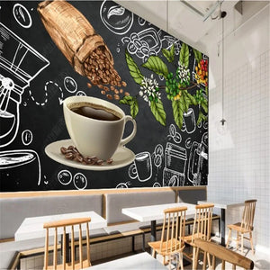 Dining Gourmet Coffee Shop Blackboard Restaurant Hotel Wallpapers Industrial Decor Tooling Mural Wallpaper Background Wall Paper