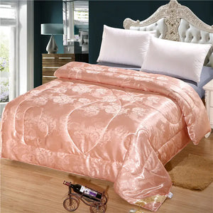 Mulberry Silk Comforter Jacquard Real Silk four seasons Quilt Single Double Bed Twin Full Queen King Size Home textiles Duvets