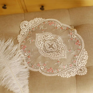 Dinning Table Cover Cup Mat Embroidered Table Cloth Elegant Round Lace Tablecloth Coffee Coaster Napkin Party Wedding Decoration