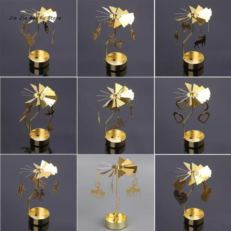 Rotary Candle Holder Spinning Candleholder Metal Tea Light Stand for Romantic Wedding Home Table Decor Christmas Gift