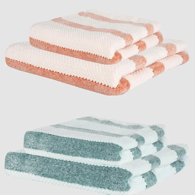 2PCS Microfiber Bath Towel Set Shower Pool Beach Bathroom Super Absorbent Soft Face Towel Set Quick Dry, Light Plush 70X140CM